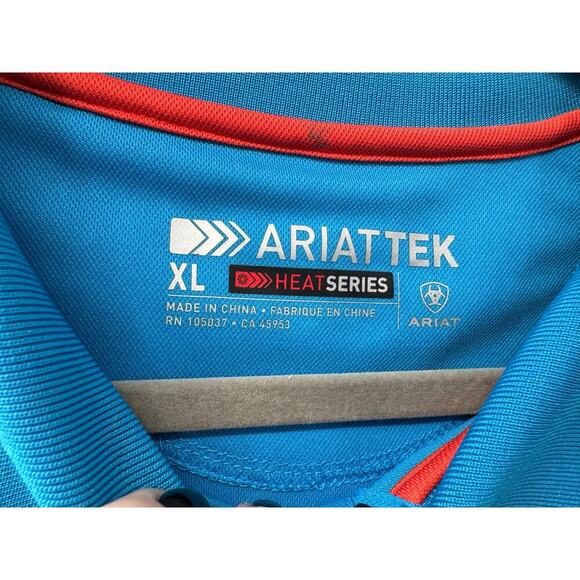 Ariat Tek Polo Men's XL Blue Performance Heat Series Active Collar Shirt Outdoor - Picture 4 of 9